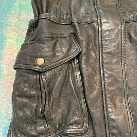 Real leather fox fur collar slim coat - Picture 11 of 16